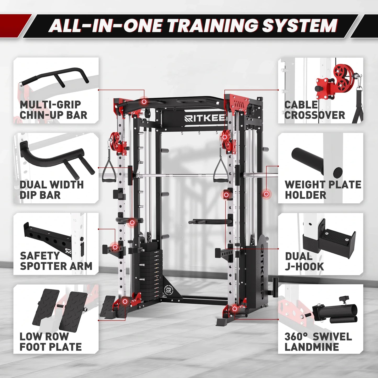 PMAX 5600 Smith Exercise Machine Trainer Pro Complete Home Gym Package