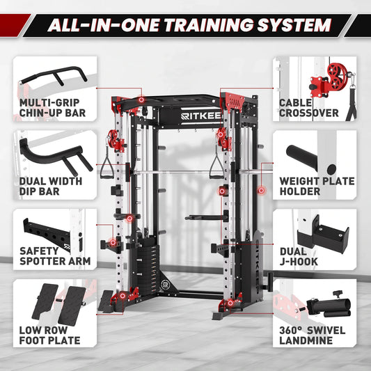 PMAX 5600 Smith Exercise Machine Trainer Pro Complete Home Gym Package