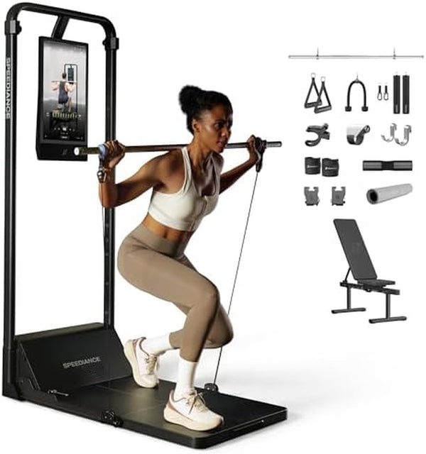 Gym Monster 2 Works plus & Powergrip Smart Handles & Weight Lifting Belt & Gym Accessories Organizer & Smart Body Fat Scale Bundle