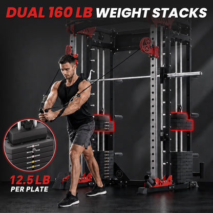 PMAX 5600 Smith Exercise Machine Trainer Pro Complete Home Gym Package