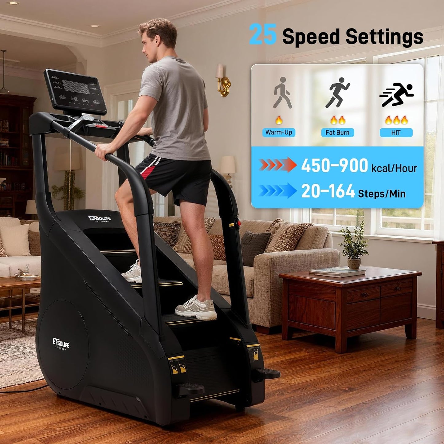 ERGOLIFE Stair Stepper Machine for Home Gym, Commercial Grade Stair Climber