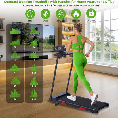Walking Pad with Handle Bar, 2026 Upgrade Portable Small Treadmill with Handles for Home Small, 3.0HP under Desk Walking Pad Treadmill with Incline, 0.6-7.6MPH, 350LBS