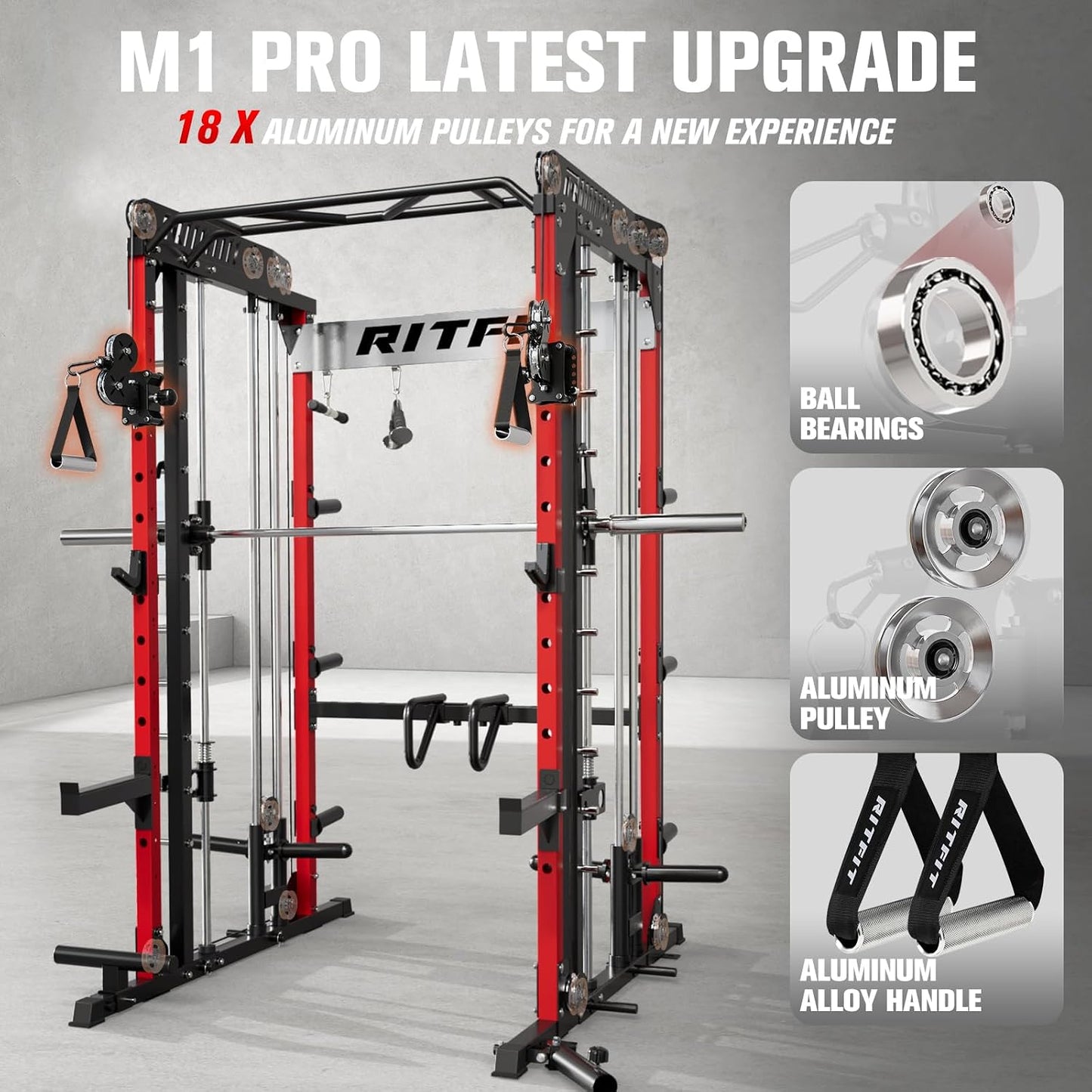 M1 Pro Smith Machine Cable Crossover Power Cage Home Gym