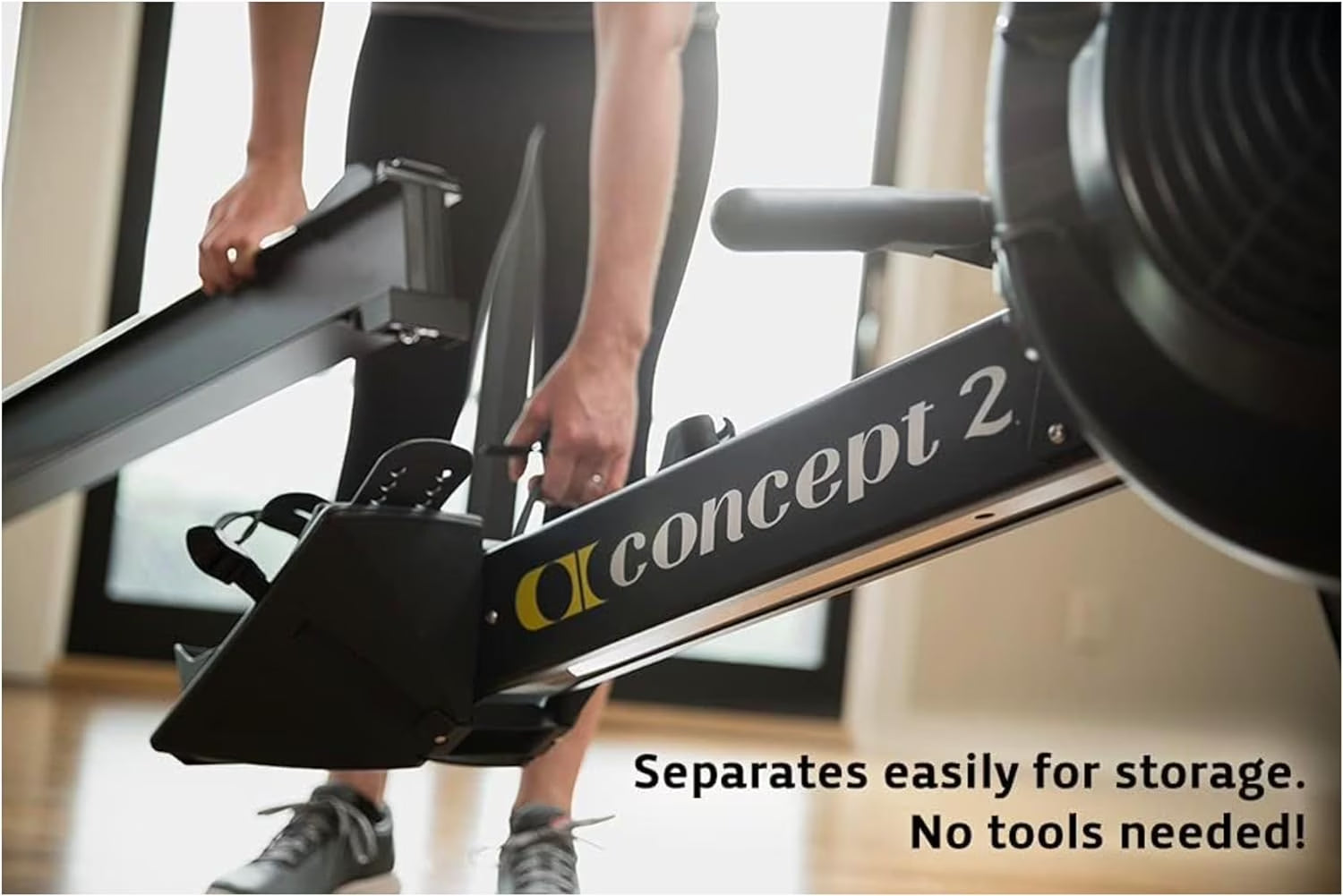 Rowerg Model D Indoor Rowing Machine - PM5 Monitor, Device Holder, Adjustable Air Resistance, Easy Storage with Black Sweat Towel