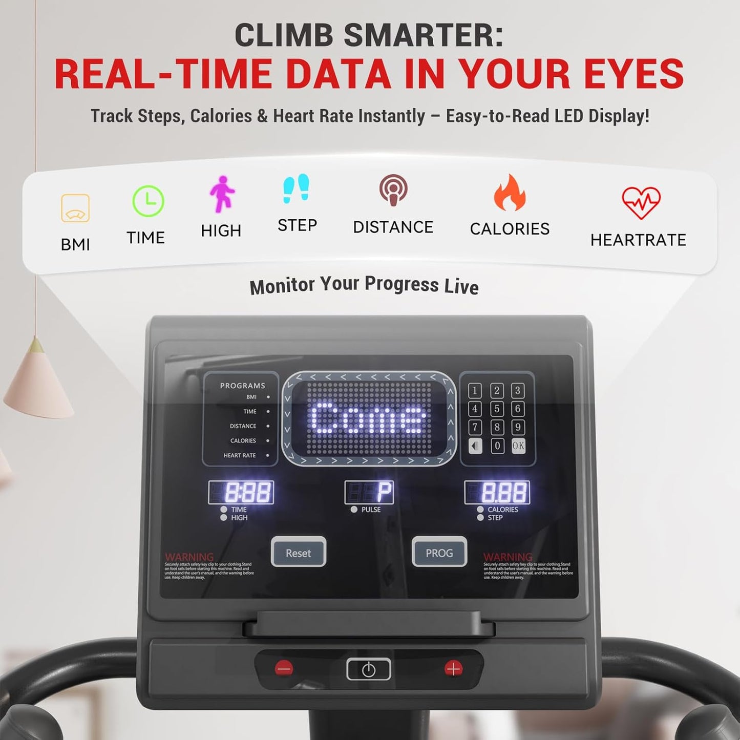 Stair Stepper Machine, Commercial Grade Stair Climber with Bluetooth, Stair Machine for Cardio, 15 Resistance Levels, 24-164 Steps/Min, Exercise Machine with LED Display for Home