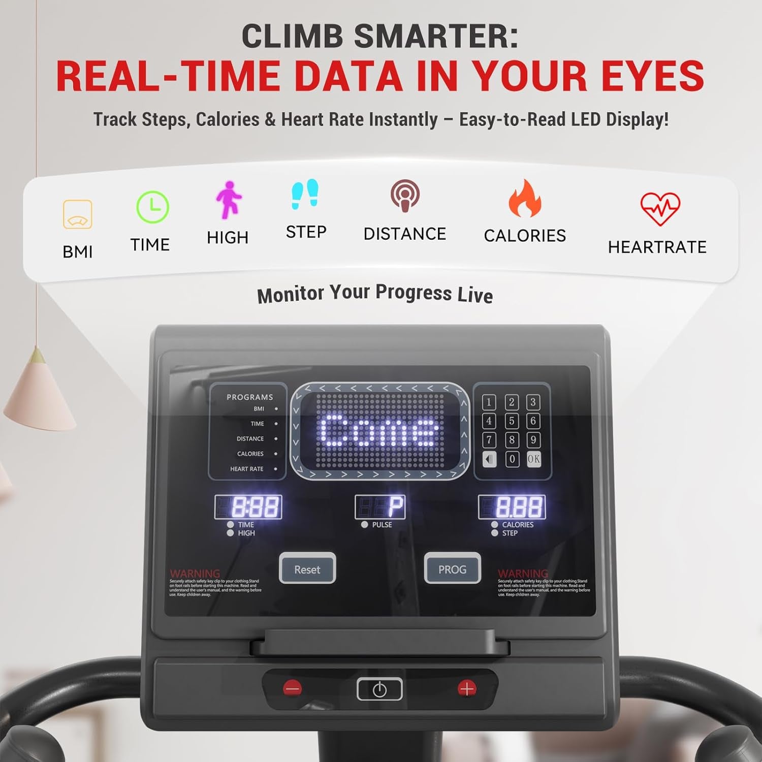 Stair Stepper Machine, Commercial Grade Stair Climber with Bluetooth, Stair Machine for Cardio, 15 Resistance Levels, 24-164 Steps/Min, Exercise Machine with LED Display for Home
