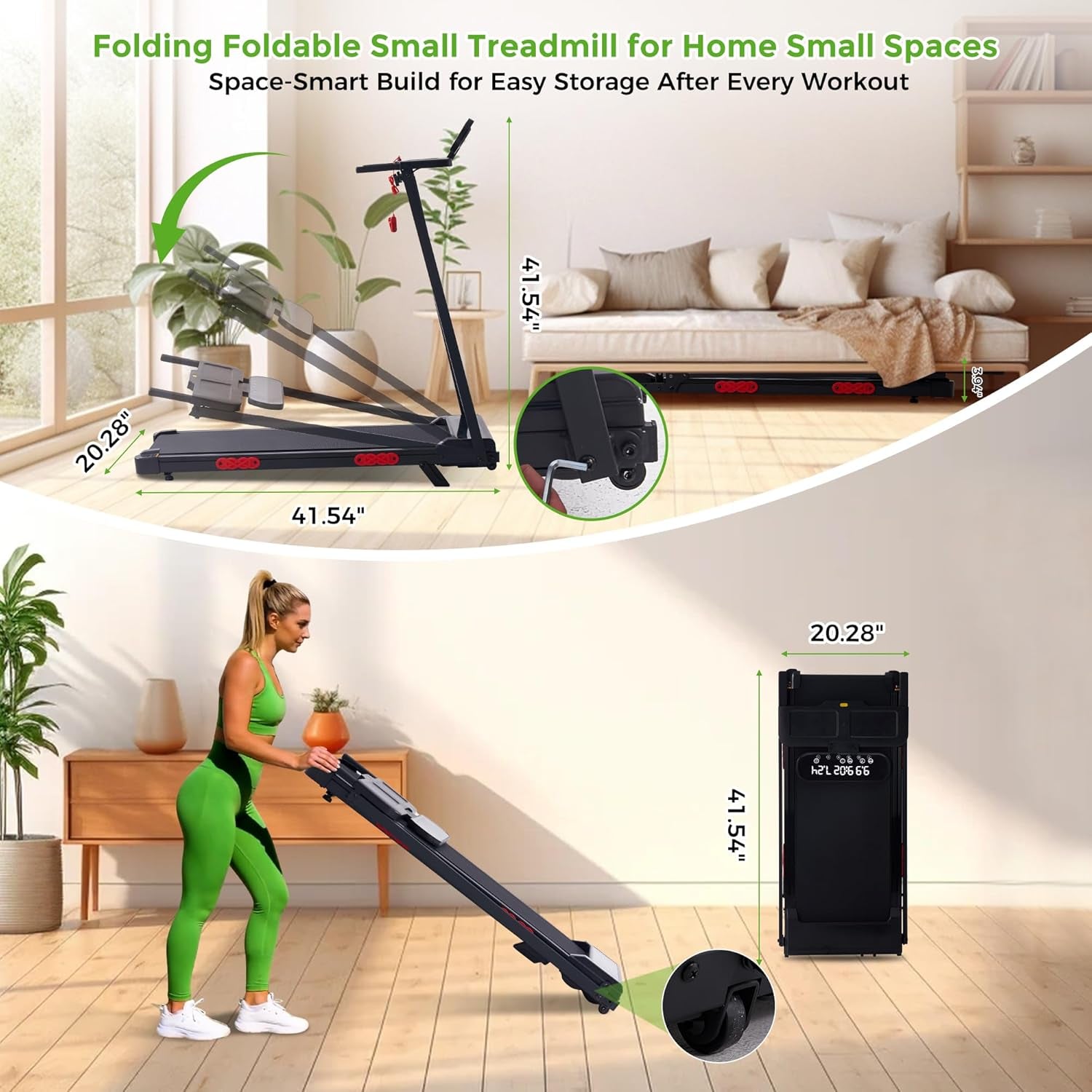 Walking Pad with Handle Bar, 2026 Upgrade Portable Small Treadmill with Handles for Home Small, 3.0HP under Desk Walking Pad Treadmill with Incline, 0.6-7.6MPH, 350LBS