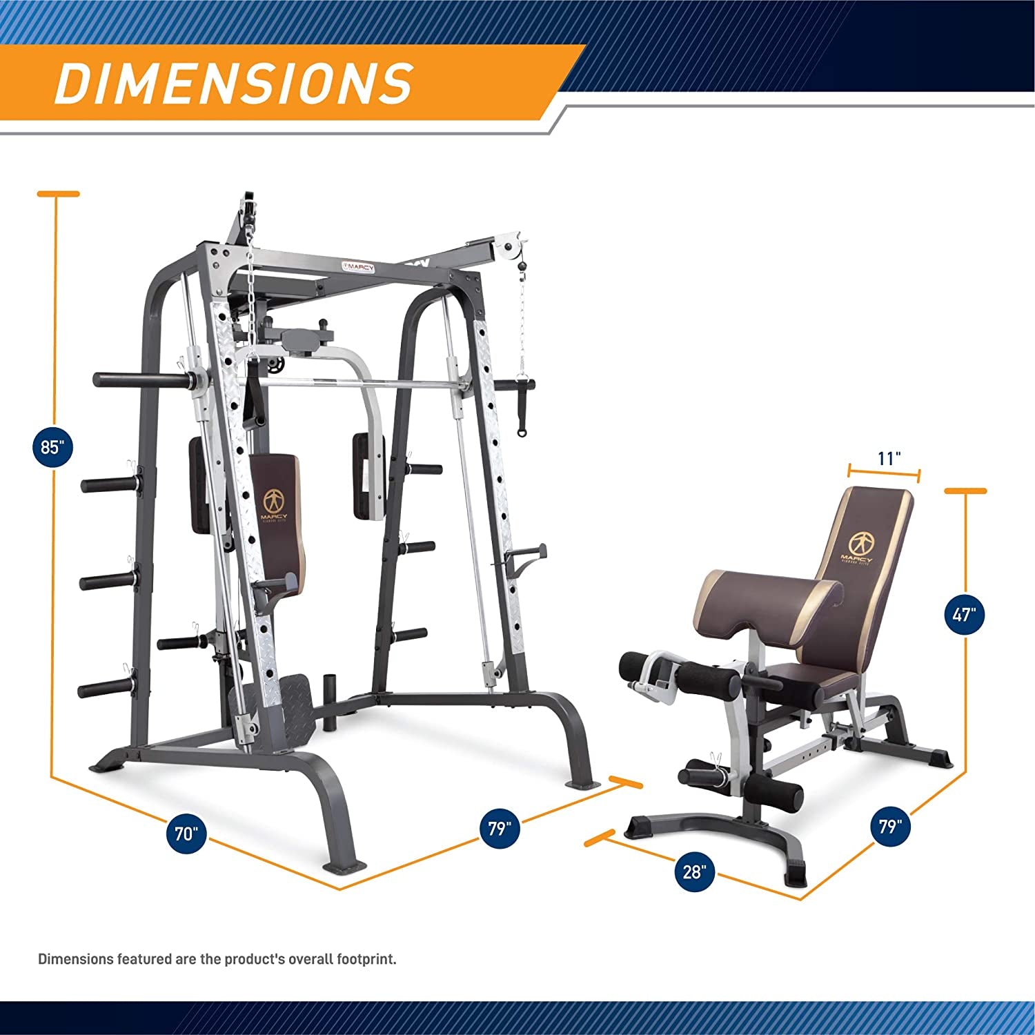 Marcy Smith Cage Workout Machine Full Body Strengthtraining Home Gym Equipment System with Leg Developer, Press Bar, PEC Deck, and Squat Rack