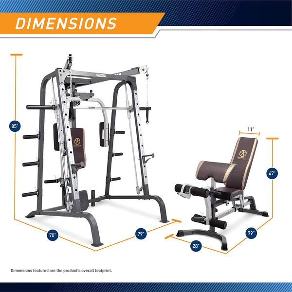 Marcy Smith Cage Workout Machine Full Body Strengthtraining Home Gym Equipment System with Leg Developer, Press Bar, PEC Deck, and Squat Rack
