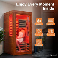 Full Spectrum Infrared Sauna with 660Nm & 850Nm Red Light Therapy | 1.4 Mg Ultra Low EMF, Fast Heat-Up, Canadian Hemlock, 7 Carbon Fiber Heaters, Easy Assembly, 1170W 110V