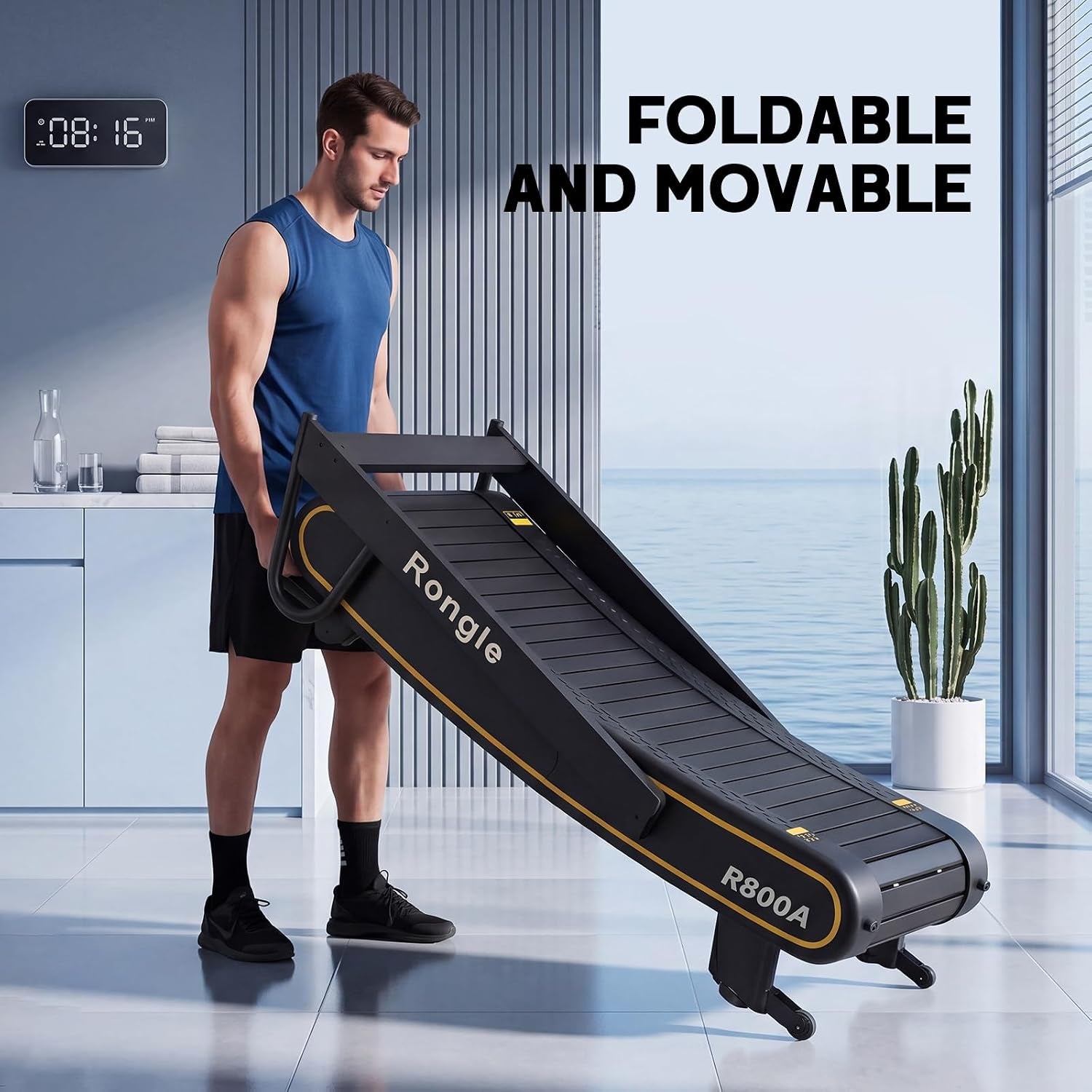 Manual Treadmill, Adjustable Resistance, Foldable, LED Display, Supports up to 350 Lbs