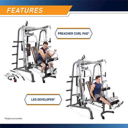 Marcy Smith Cage Workout Machine Full Body Strengthtraining Home Gym Equipment System with Leg Developer, Press Bar, PEC Deck, and Squat Rack