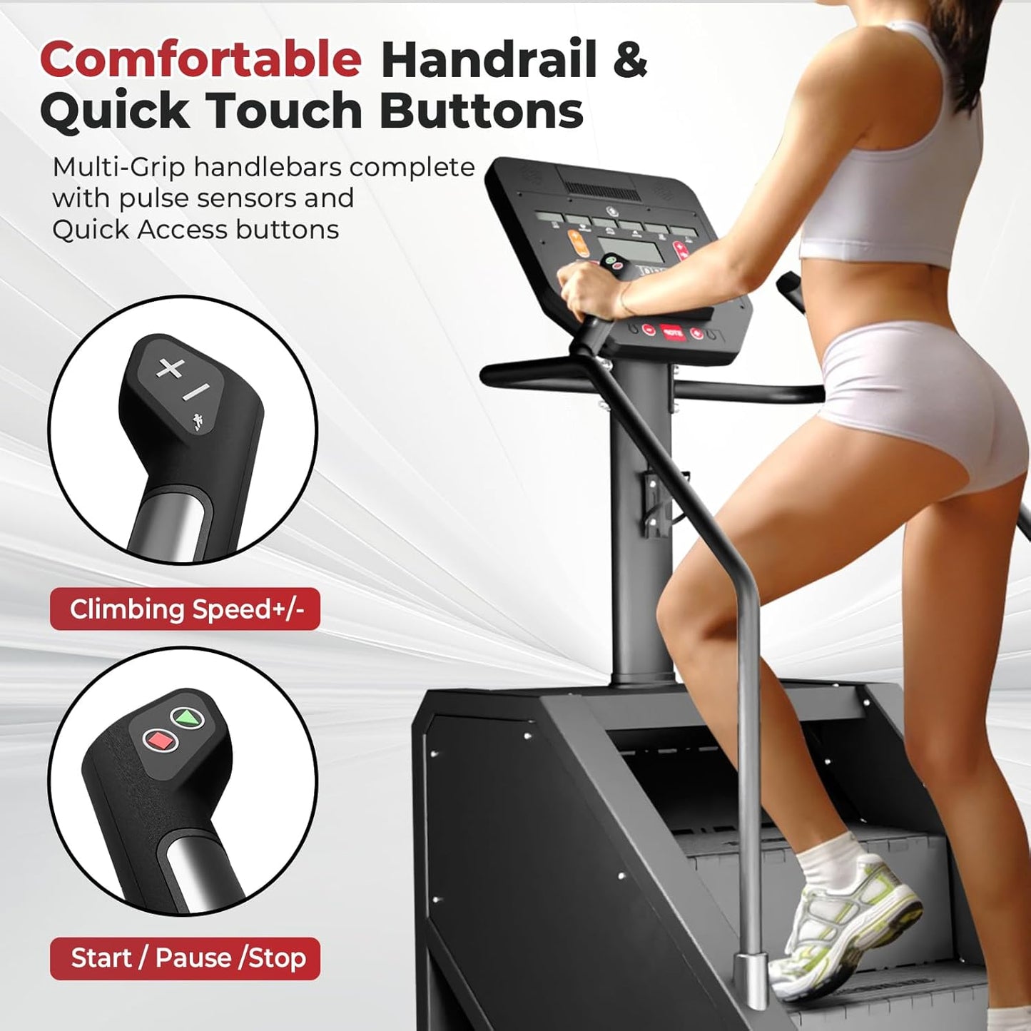 Stair Stepper Machine, Commercial Grade Stair Climber with Bluetooth, Stair Machine for Cardio, 15 Resistance Levels, 24-164 Steps/Min, Exercise Machine with LED Display for Home
