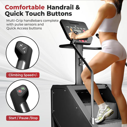 Stair Stepper Machine, Commercial Grade Stair Climber with Bluetooth, Stair Machine for Cardio, 15 Resistance Levels, 24-164 Steps/Min, Exercise Machine with LED Display for Home