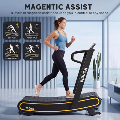 Manual Treadmill, Adjustable Resistance, Foldable, LED Display, Supports up to 350 Lbs