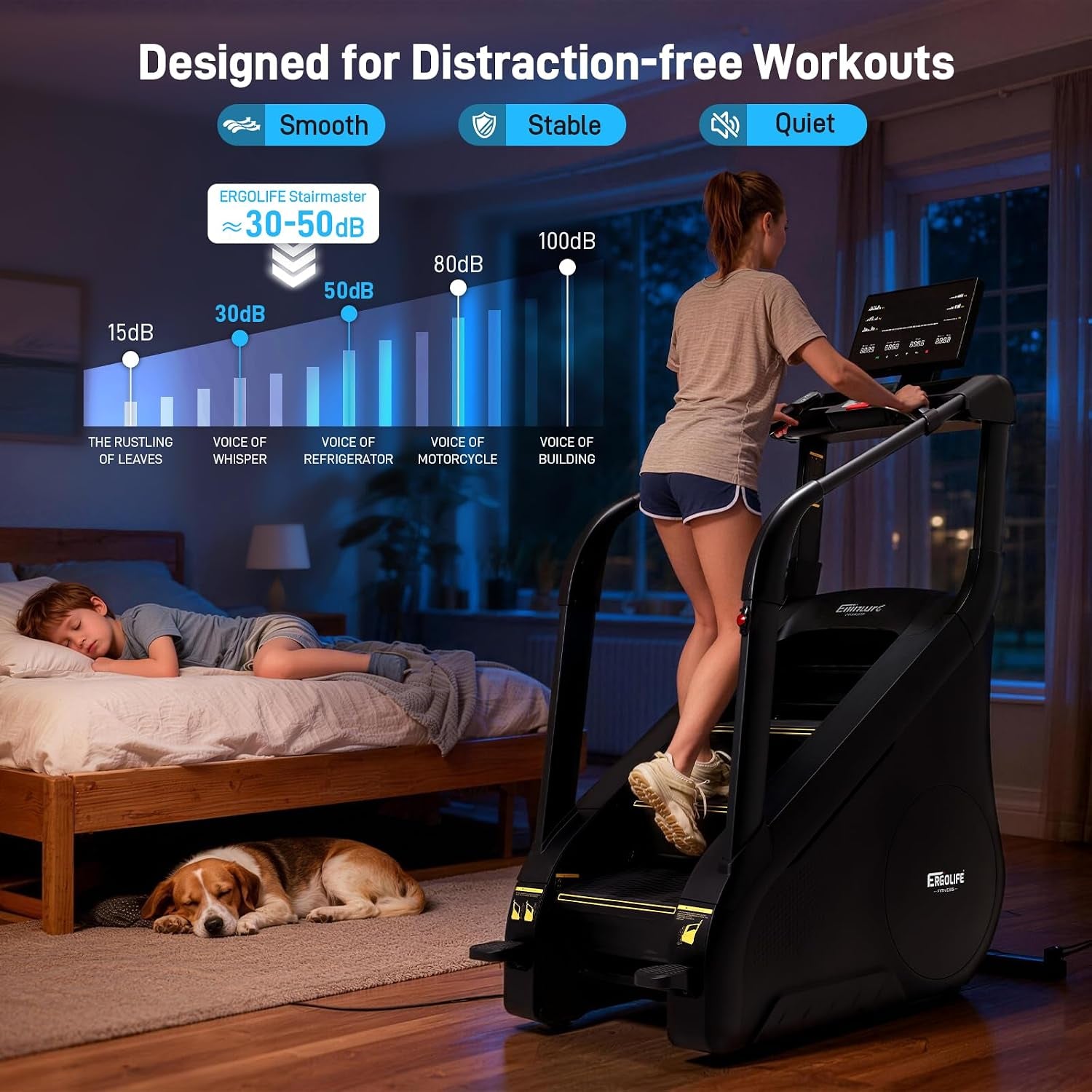 ERGOLIFE Stair Stepper Machine for Home Gym, Commercial Grade Stair Climber