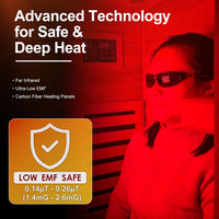 Full Spectrum Infrared Sauna with 660Nm & 850Nm Red Light Therapy | 1.4 Mg Ultra Low EMF, Fast Heat-Up, Canadian Hemlock, 7 Carbon Fiber Heaters, Easy Assembly, 1170W 110V