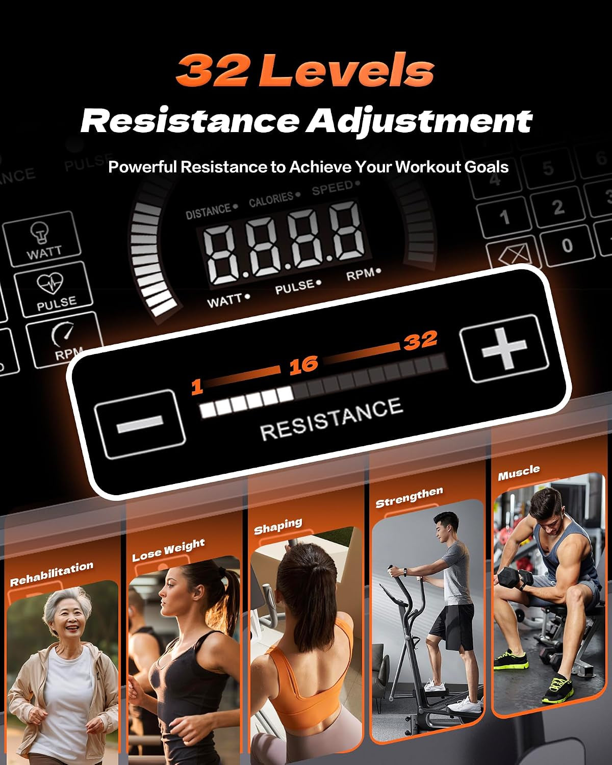 Elliptical Exercise Machine for Home with 32 Resistance Levels