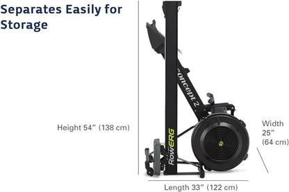 Rowerg Model D Indoor Rowing Machine - PM5 Monitor, Device Holder, Adjustable Air Resistance, Easy Storage with Black Sweat Towel