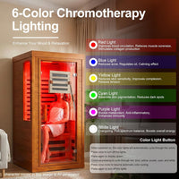 Full Spectrum Infrared Sauna with 660Nm & 850Nm Red Light Therapy | 1.4 Mg Ultra Low EMF, Fast Heat-Up, Canadian Hemlock, 7 Carbon Fiber Heaters, Easy Assembly, 1170W 110V