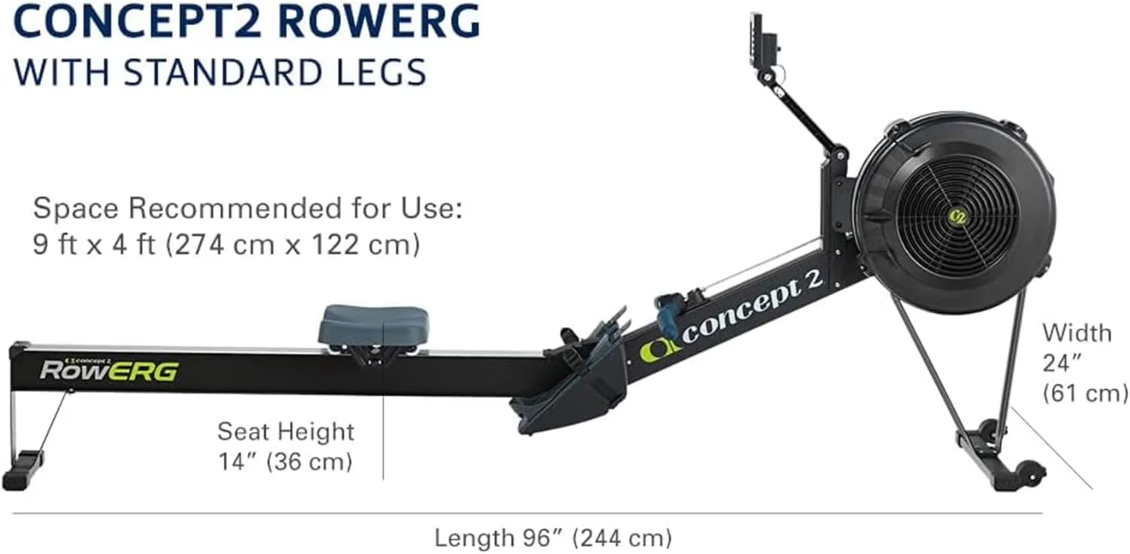 Rowerg Model D Indoor Rowing Machine - PM5 Monitor, Device Holder, Adjustable Air Resistance, Easy Storage with Black Sweat Towel