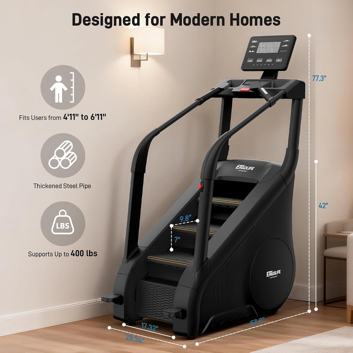 ERGOLIFE Stair Stepper Machine for Home Gym, Commercial Grade Stair Climber