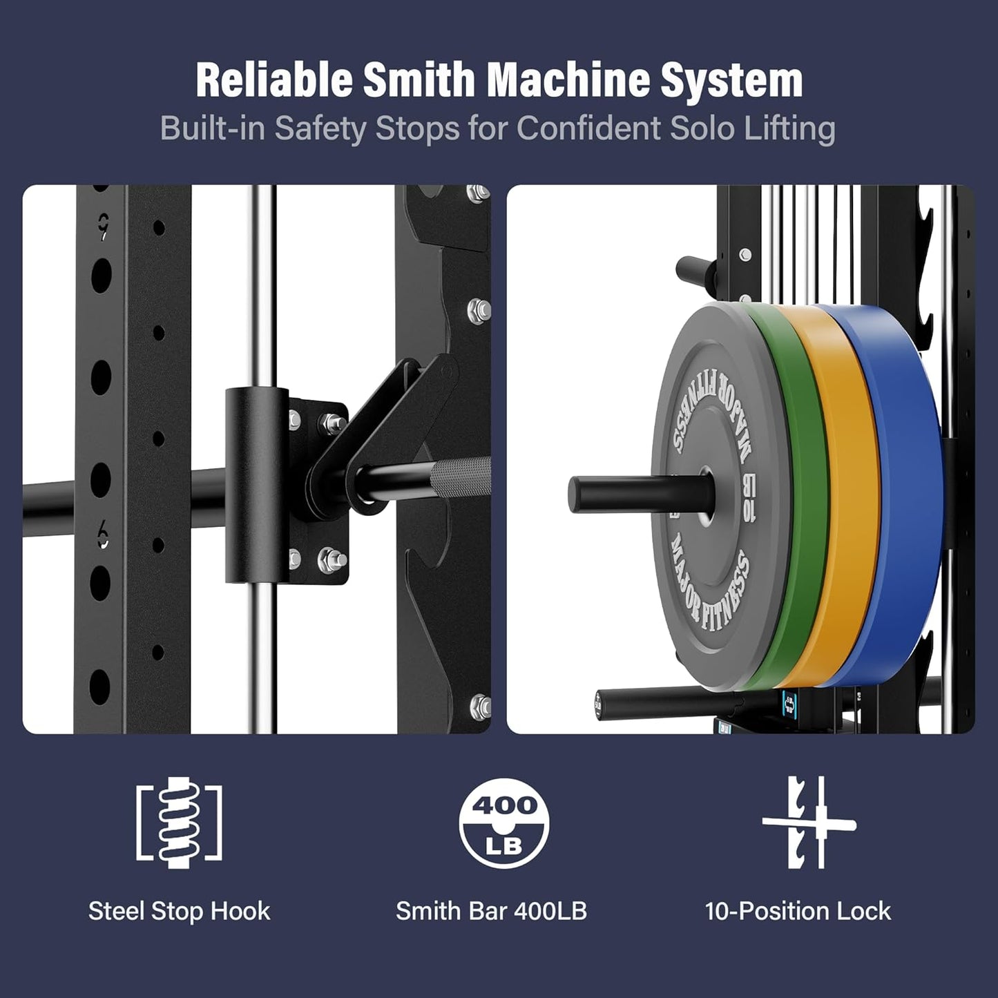 Drone2 Advanced Training Smith Machines– All-In-One Home Gym Squat Rack with Aluminum Pulley Set , Weight Bar, Dual LAT Pull-Down Systems & Cable Crossover Machine for Full-Body Workouts
