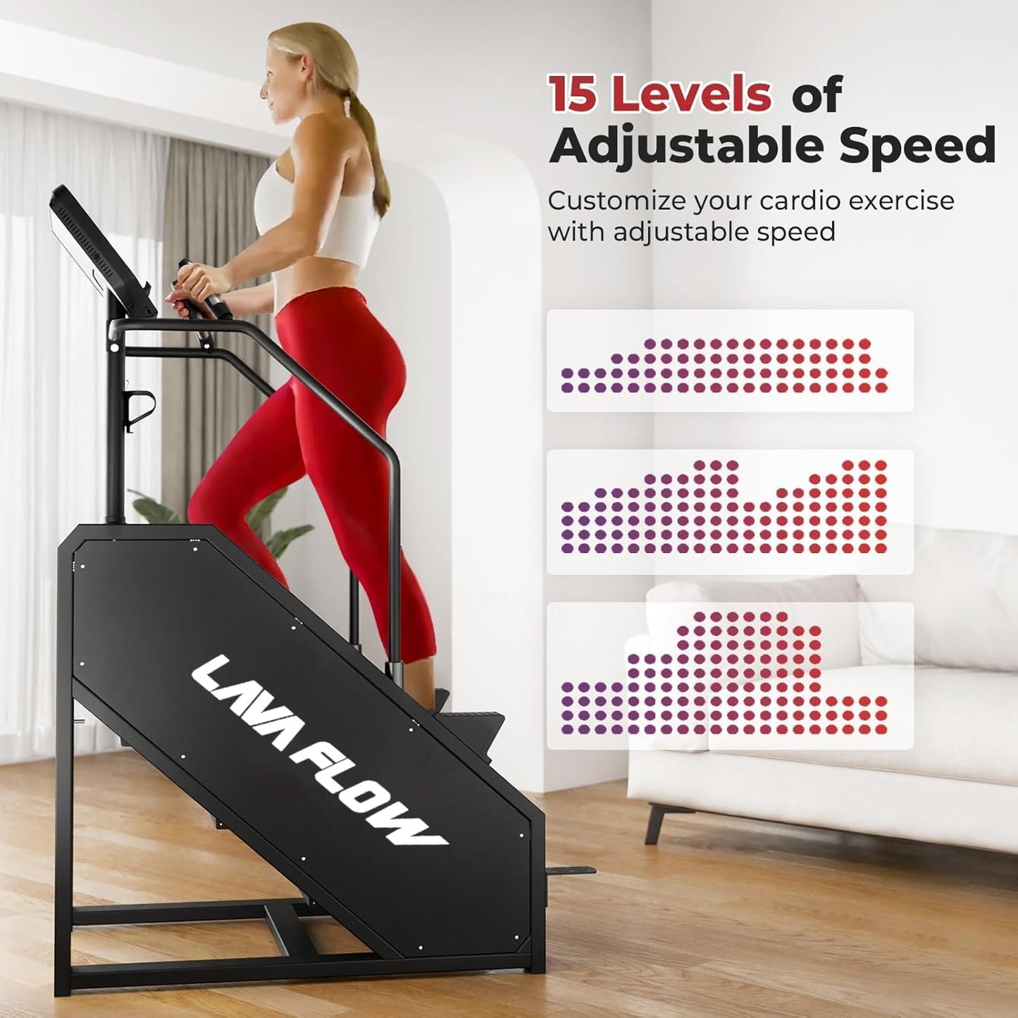 Stair Stepper Machine, Commercial Grade Stair Climber with Bluetooth, Stair Machine for Cardio, 15 Resistance Levels, 24-164 Steps/Min, Exercise Machine with LED Display for Home