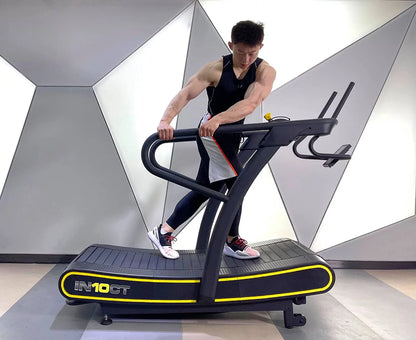 Manual Curved Exercise Treadmill, Black and Yellow, 400 Lb