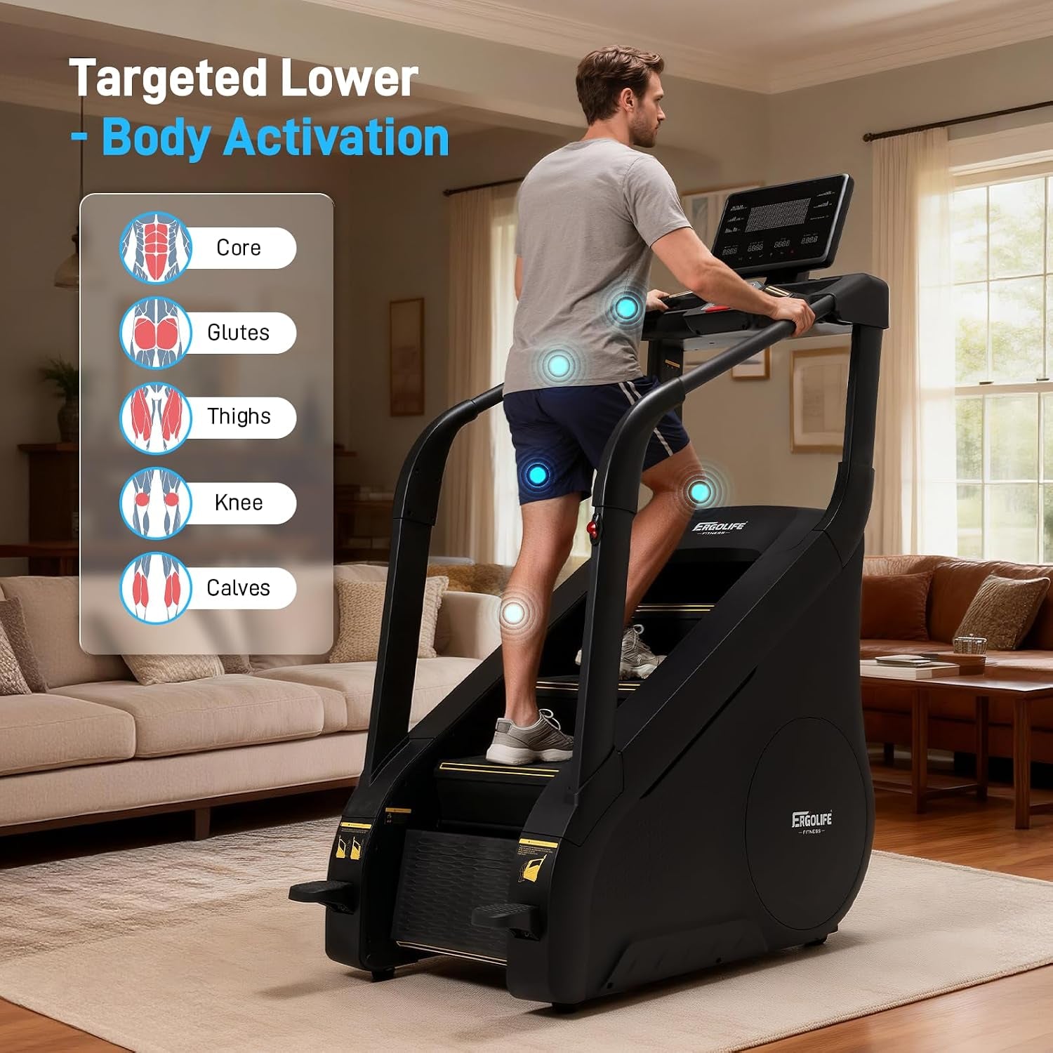ERGOLIFE Stair Stepper Machine for Home Gym, Commercial Grade Stair Climber