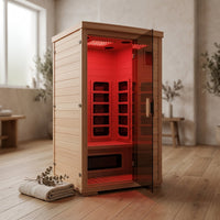 Full Spectrum Infrared Sauna with 660Nm & 850Nm Red Light Therapy | 1.4 Mg Ultra Low EMF, Fast Heat-Up, Canadian Hemlock, 7 Carbon Fiber Heaters, Easy Assembly, 1170W 110V — Studio Shot