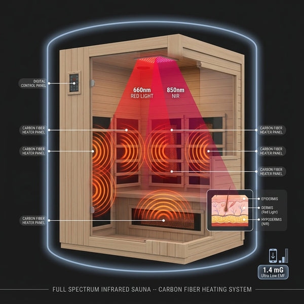 Full Spectrum Infrared Sauna with Red Light Therapy & Ultra Low EMF