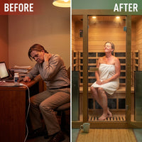 Infrared Sauna Built for Daily Wellness, 4-Person Capacity, FAR Infrared Technology, Cedar Construction — Before & After