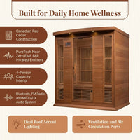 Infrared Sauna Built for Daily Wellness, 4-Person Capacity, FAR Infrared Technology, Cedar Construction — Results & Stats