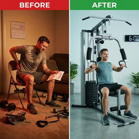 Pro MWM-988 Home Gym System 150 Pound Adjustable Weight Stack Machine — Before & After