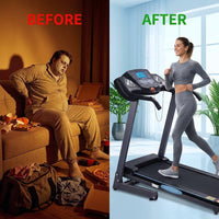 Treadmill 2.5HP Electric with 12Level Auto Incline Foldable Treadmill with LCD Monitor 220Lbs 8.5 Mph Speed Range for Home Gym Eercise Fitness — Before & After