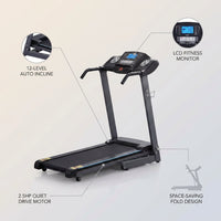 Treadmill 2.5HP Electric with 12Level Auto Incline Foldable Treadmill with LCD Monitor 220Lbs 8.5 Mph Speed Range for Home Gym Eercise Fitness — infographic