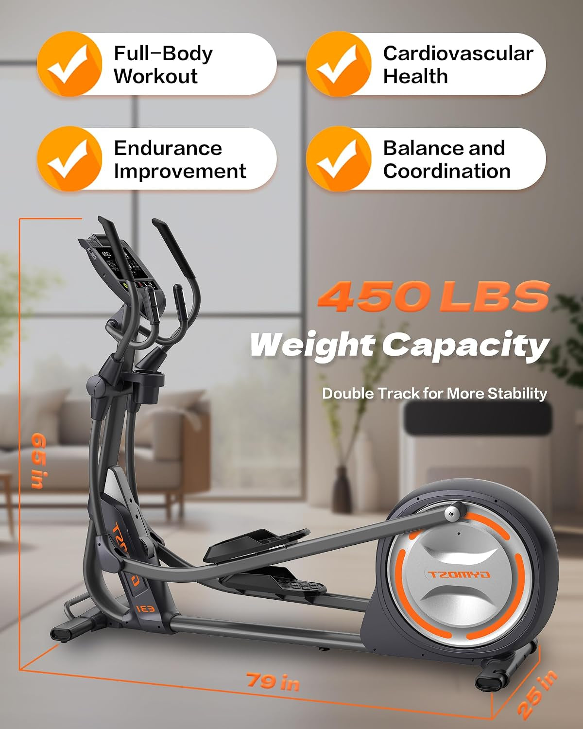 Elliptical Exercise Machine for Home with 32 Resistance Levels