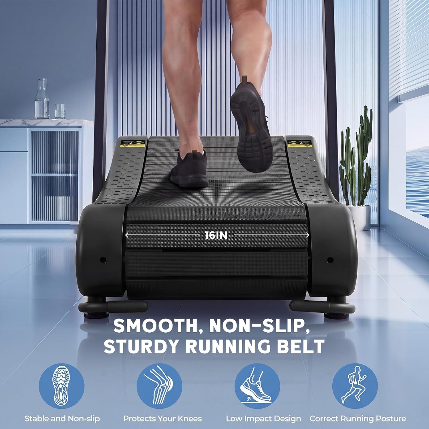 Manual Treadmill, Adjustable Resistance, Foldable, LED Display, Supports up to 350 Lbs
