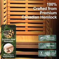 Full Spectrum Infrared Sauna with 660Nm & 850Nm Red Light Therapy | 1.4 Mg Ultra Low EMF, Fast Heat-Up, Canadian Hemlock, 7 Carbon Fiber Heaters, Easy Assembly, 1170W 110V
