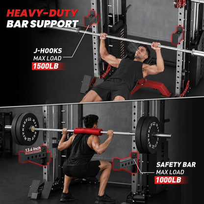 PMAX 5600 Smith Exercise Machine Trainer Pro Complete Home Gym Package