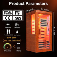 Full Spectrum Infrared Sauna with 660Nm & 850Nm Red Light Therapy | 1.4 Mg Ultra Low EMF, Fast Heat-Up, Canadian Hemlock, 7 Carbon Fiber Heaters, Easy Assembly, 1170W 110V
