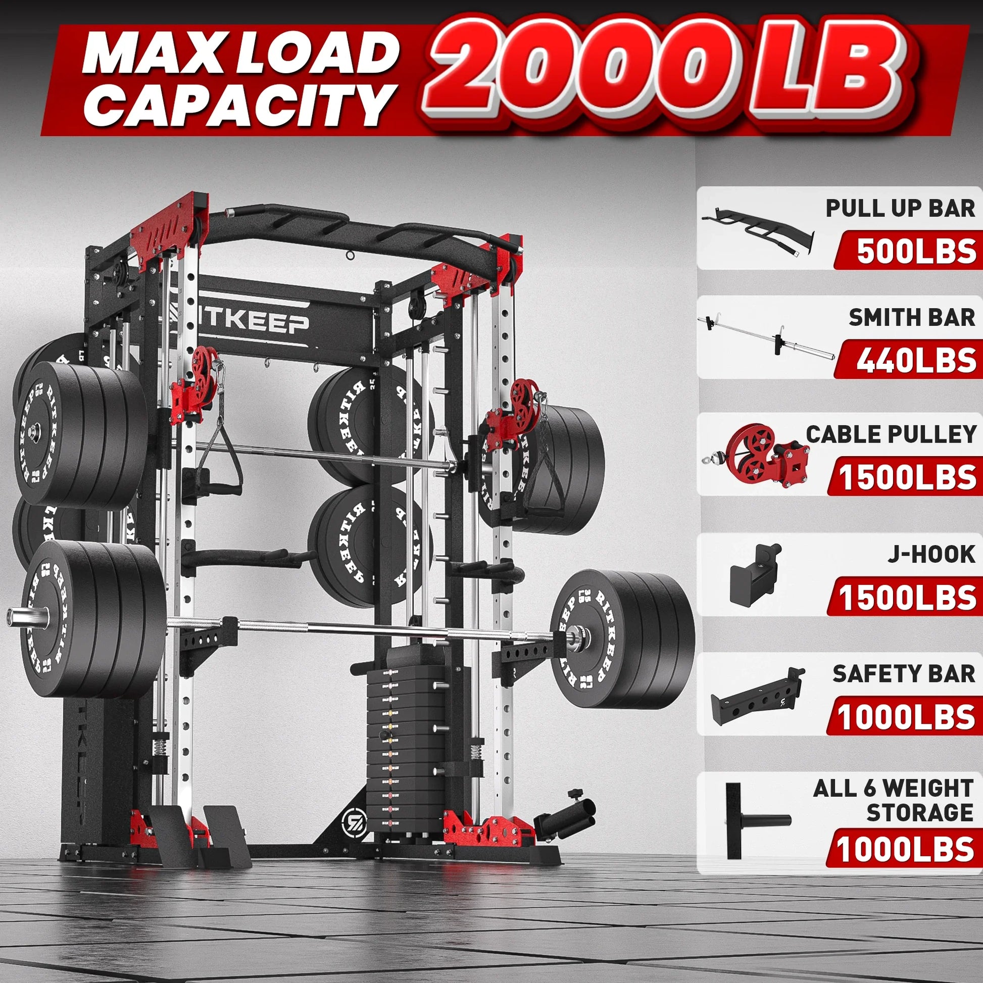 PMAX 5600 Smith Exercise Machine Trainer Pro Complete Home Gym Package
