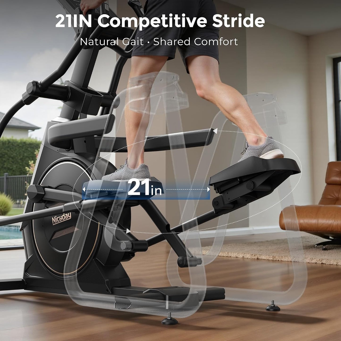 Commercial Elliptical Exercise Machines with 21IN Stride