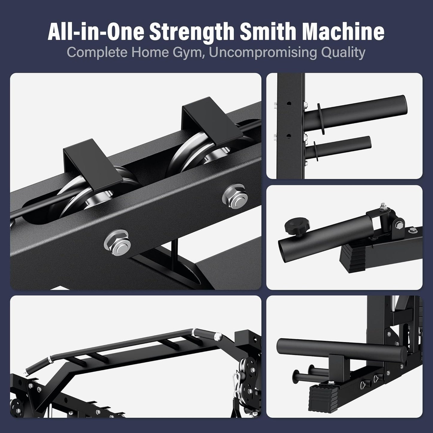 Drone2 Advanced Training Smith Machines– All-In-One Home Gym Squat Rack with Aluminum Pulley Set , Weight Bar, Dual LAT Pull-Down Systems & Cable Crossover Machine for Full-Body Workouts