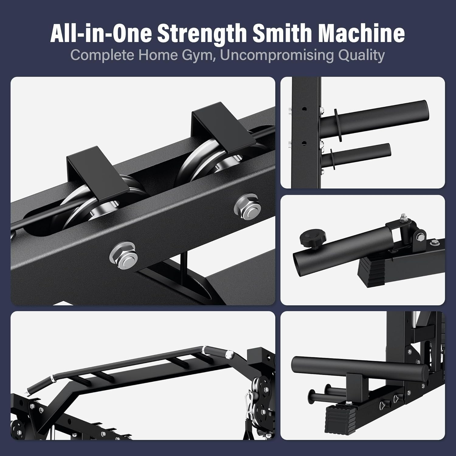 Drone2 Advanced Training Smith Machines– All-In-One Home Gym Squat Rack with Aluminum Pulley Set , Weight Bar, Dual LAT Pull-Down Systems & Cable Crossover Machine for Full-Body Workouts
