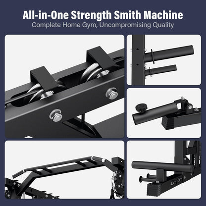Drone2 Advanced Training Smith Machines– All-In-One Home Gym Squat Rack with Aluminum Pulley Set , Weight Bar, Dual LAT Pull-Down Systems & Cable Crossover Machine for Full-Body Workouts