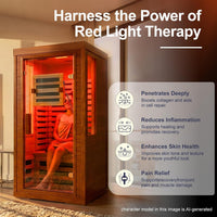 Full Spectrum Infrared Sauna with 660Nm & 850Nm Red Light Therapy | 1.4 Mg Ultra Low EMF, Fast Heat-Up, Canadian Hemlock, 7 Carbon Fiber Heaters, Easy Assembly, 1170W 110V