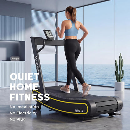Manual Treadmill, Adjustable Resistance, Foldable, LED Display, Supports up to 350 Lbs