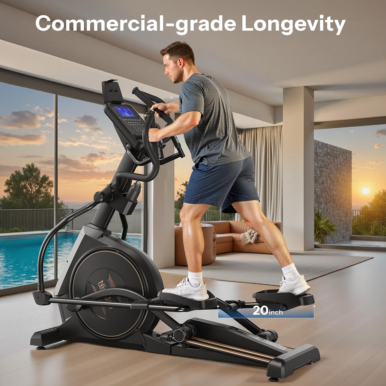 Commercial Elliptical Exercise Machines with 20IN Stride